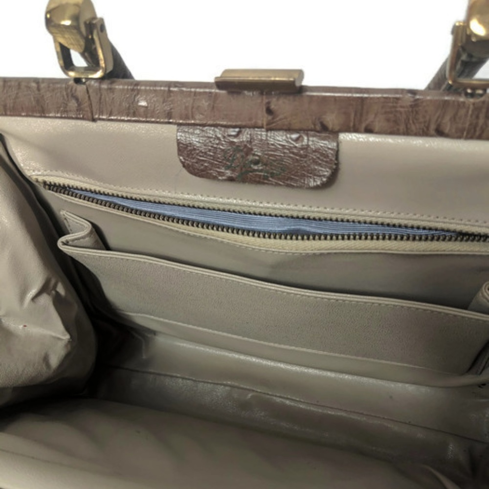 Vintage tan "ostrich" handbag - Picture 4 of 6